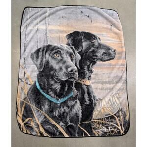 Biederlack Dogs Fleece Blanket Throw 55x45” Labrador Lab Retreiver Hunting GUC